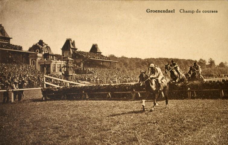 Renbaan van Groenendaal op oude prentkaart