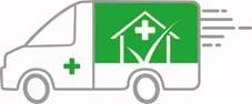 Tekening auto met apotheek in